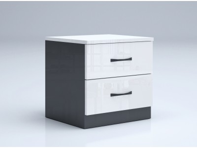 Κομοδίνο Apolo 2 (ανθρακίτη στιλπνό /λευκό στιλπνό)